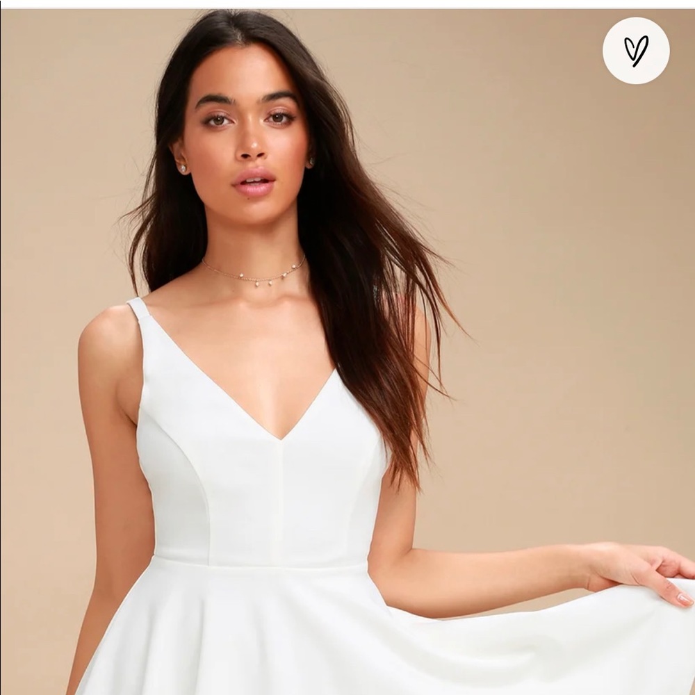 SOLD OUT ON LULU’s WEBSITE! Brand new Lulu’s white skater dress! Size L